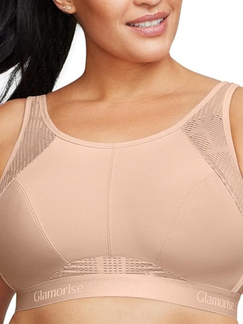 Glamorise 1068 ✨ No-Sweat Mesh Sports Bra  Wire-Free Cafe 38H NWOT
